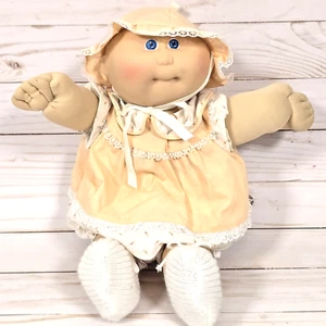 MUÑECA PREMATURA VINTAGE REPOLLO PARCHE NIÑOS OJOS AZULES CALVOS 13" CONJUNTO COMPLETO 1984 - Imagen 1 de 12
