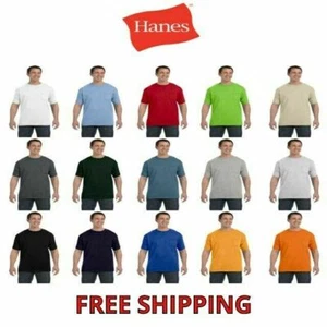 Hanes Men's Heavy 100% Cotton Comfort Soft Pocket T-Shirt Tee S-3XL 5590 - Picture 1 of 58