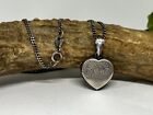 Sterling Silver Engraved Heart Locket Pendant Necklace—Dated & Signed Locket