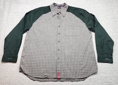 Vintage Bugle Boy Shirt Mens XL Button Up Long Sleeve Plaid Solid Sleeve Y2K 90s - Image 1 of 4