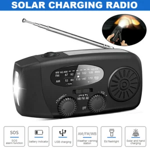 Portable Dynamo Wind Up Solar Power Rechargeable AM FM Hand Crank Radio Torch - Picture 1 of 11