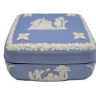 Wedgwood Jasperware Square Trinket Box With Lid Blue Jewelry Box England  Ar2