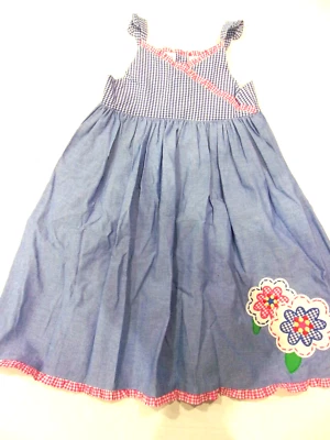 LINDO Vestido Talbots Niños Niñas Talla 5 Verano Azul Rosa Guinga Solero Flores Foto 1 de 4