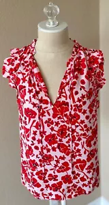Blusa CABALLERO Laraine Estampado de Flores Manga Volantes S Rosa Copa de Vino $198 - Imagen 1 de 7