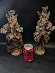 1950 Murano Avem Pair Lady Man King Queen Woman Couple Figurine Gold Glass - Picture 1 of 11
