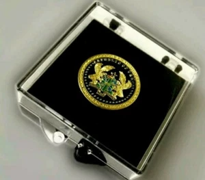 Coat Of Arms Unisex Round Lapel Pin Gold Plated Gift for Any Occasion - Picture 1 of 3