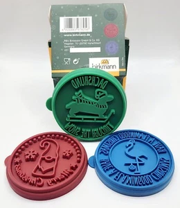 BIRKMANN German Wooden CHRISTMAS COOKIE STAMPER Set 3 Gnome, Flamingo, Dachshund - Picture 1 of 4