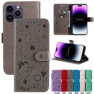 For iPhone 15 Pro Max 14 13 XR 6 Phone Case Magnetic Leather Flip Wallet Cover - Picture 1 of 34