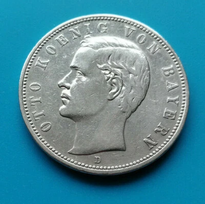 Bayern: 5 Mark "König Otto" 1908 -D- (hübsch - vz) J. 46 !! - Bild 1 von 2