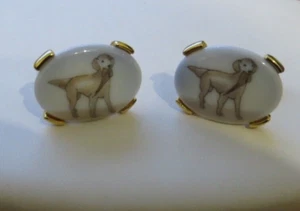 UNUSUAL BING & GRONDAHL RETRIEVER DOG CUFFLINKS - Picture 1 of 4
