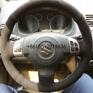 DIY Black Suede Car Steering Wheel Cover for Suzuki Swift Sport 2005-2010 - Picture 1 of 5