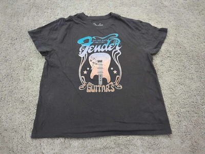 Camiseta Fender Feminina 2X PLUS Cinza Gola Redonda Manga Curta Rock N' Roll Guitarras - Imagem 1 de 4
