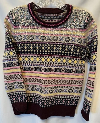 J Crew Women’s Small Fair Isle Lambs Wool Sequin Crew Neck Pullover Sweater - Image 1 of 4