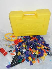 Vintage K'NEX Yellow Box of pieces 3+ lbs with Controllers/Motors/Case KNEX