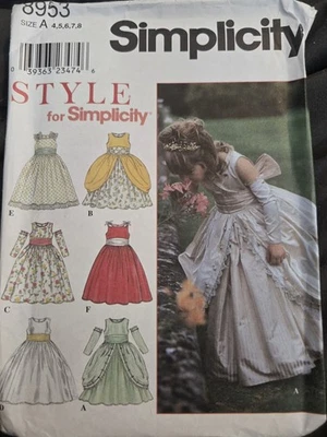 Simplicity Sewing Pattern 8953 Little Girl Princess Fancy Dresses - Image 1 of 2