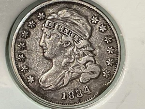 1834 Capped Bust Dime Large 4 Variety 1834 Dime 1834 10 Cents Capped Bust Dime - Picture 1 of 20