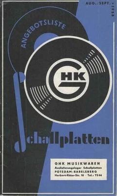 DDR Potsdam Aug/Sep 1958 Schallplatten-Angebotsliste GHK Musikwaren - Bild 1 von 4