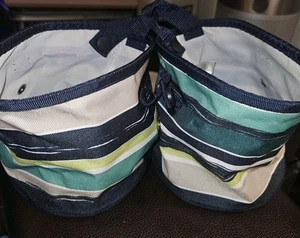 Thirty-One Small Round Oh-Snap Bin Sea Stripe Blue Green - Picture 1 of 3