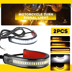 Tiras de luz intermitentes indicadores intermitentes horquilla LED blanco ámbar moto CALIENTE - Imagen 1 de 13