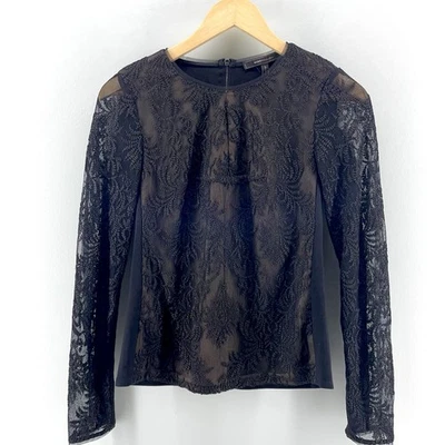 Top BCBG Maxazria XS Kendalin para mujer nuevo con etiquetas encaje negro Foto 1 de 4