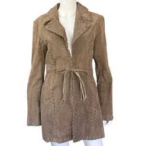 Brandon Thomas Damen Wildleder Leder Bindeband Taille Fransen Detail Jacke Medium - Bild 1 von 8