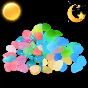100PCS Glow In The Dark Pebbles Luminous Stone For Potted Plants Fish Tank Decor - Picture 1 of 11