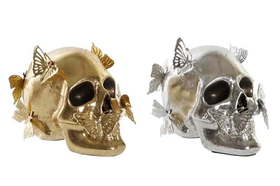 TESCHIO SOPRAMMOBILE DA TAVOLO DECORATO FARFALLE ORO ARGENTO STATUA SCULTURA - Immagine 1 di 4