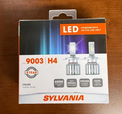 SYLVANIA 9003 | H4 LED Headlight Bulbs Powersports/Fog Use Only - 9003SL.BX2 NEW - Image 1 of 2