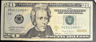 Series 2017 $20 Federal Reserve Star Note PC 01114545 * Rare Crisp - Image 1 of 4