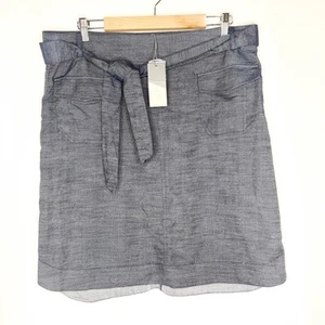 Katies Size 16 Grey Light Denim Tie Belt Front Pocket Short Cargo Skirt - New - Picture 1 of 12