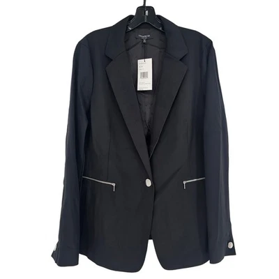 Jaqueta Blazer LAFAYETTE 148 NEW YORK Preta 12 Bolsos com Zíper de Um Botão Escritório - Imagem 1 de 4