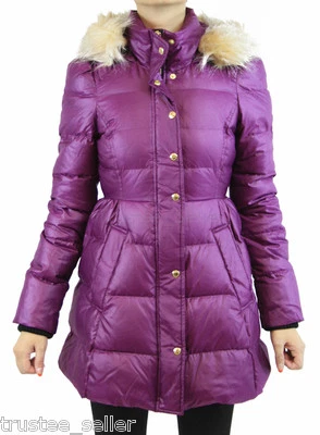 Jaqueta de inverno Juicy Couture Royal Magenta pele sintética acolchoada com capuz   - Imagem 1 de 4