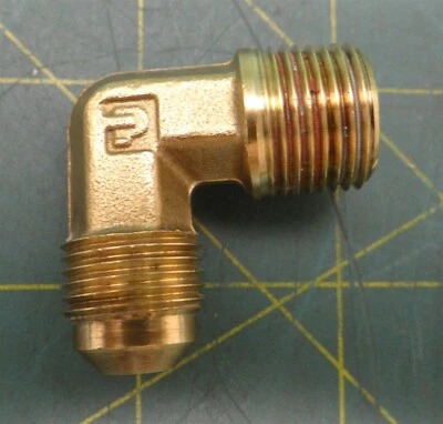 Parker Hannifin 149F-8-6 Brass 5/8" Male Flare x 3/8" Male NPT 90° Elbow Fitting - Image 1 of 4