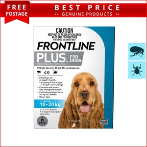 Frontline Plus for Dogs 6 Doses 10 to 20 Kg BLUE Pack - Picture 1 of 2