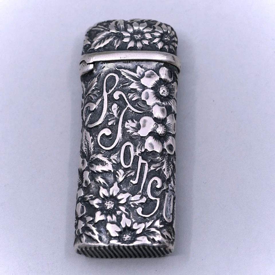 Футляр Vesta Jacobi & Jenkins из чистого серебра 925 пробы спичечный сейф 1899 - Изображение 1 из 4