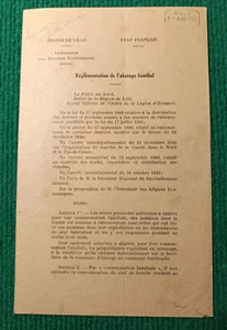 RAVITAILLEMENT - REGLEMENTATION DE L'ABATAGE FAMILIAL - LILLE 1942 - Foto 1 di 3
