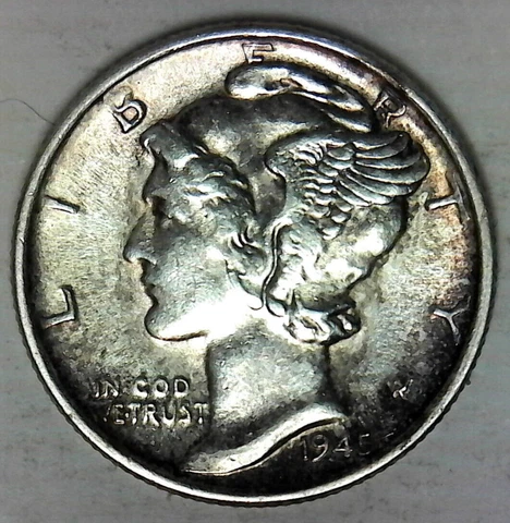 Vintage 1945 S  Mercury head dime Great collector coin  Free ship in the USA Cover