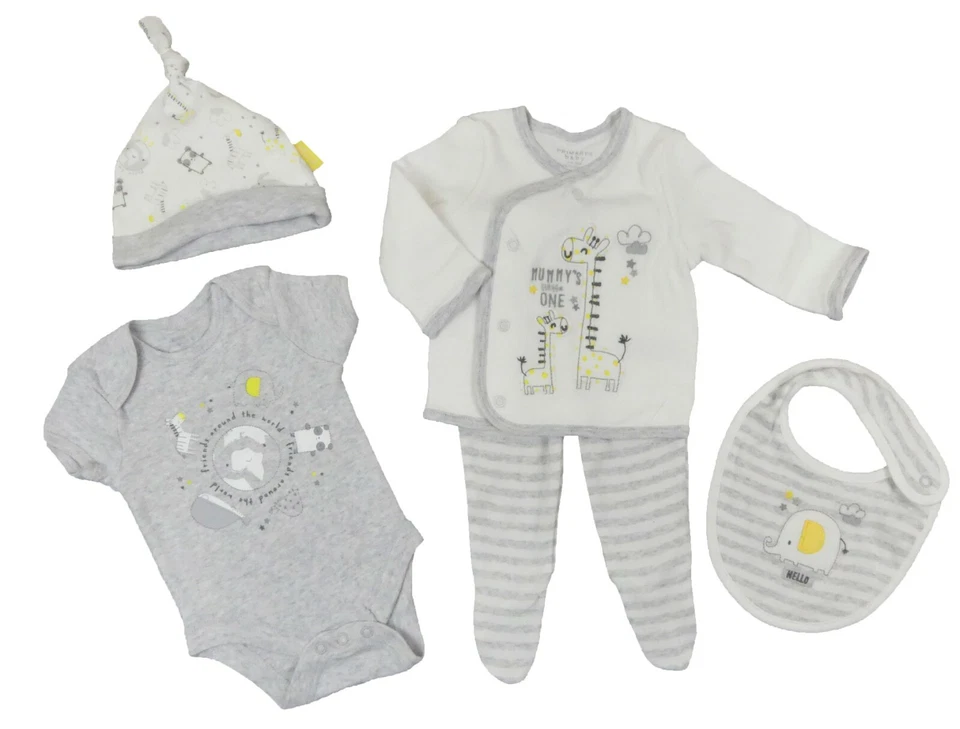 EX CHAIN STORE Baby Jungen 5-teiliges Erstlingset Neugeborene 0-3 M 100% Baumwolle