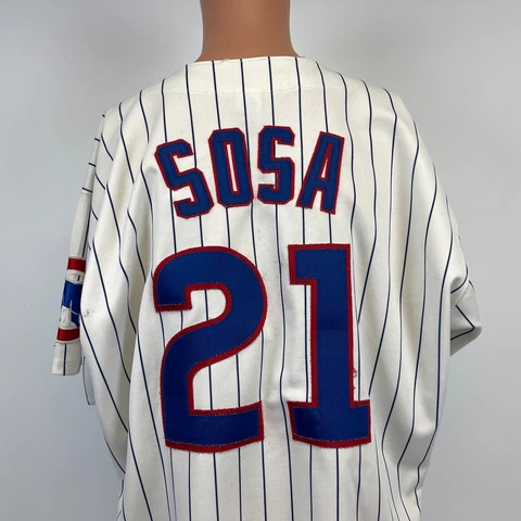 Russell Authentic Sammy Sosa Chicago Cubs Home Jersey Vtg 90s MLB Diamond 48 Cover