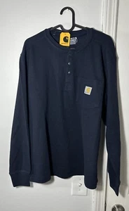 Carhartt Relaxed Fit Heavyweight LS Blu Henley Termico TK4429-M Uomo Taglia M - Foto 1 di 4