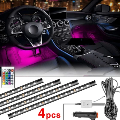 60 DIY Mode LED Interior Car Lights LED Car Strip Lamp Under Dash Seat Lighting Foto 1 de 4