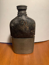 1/2 pint Flask - metal cap bottom case, Leather Cover Philadelphia cool look old