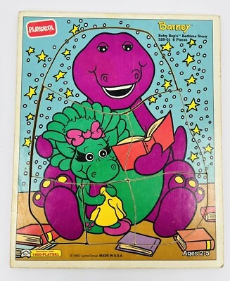 Rompecabezas de madera vintage Playskool Barney Baby Bop's Bedtime Story 328-01 EE. UU. 1993 Foto 1 de 4