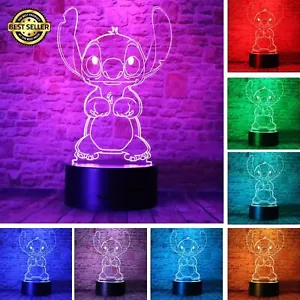 Stitch Night Light Gifts Lilo And Stitch 3D Led Table Lamp Remote Intelligent - Picture 1 of 9