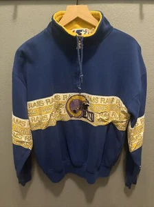 Vintage Starter Rams Swestshirt Half Zip L VERYRARE! Purple Helmet - Picture 1 of 8