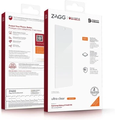 (2 PACK) ZAGG Samsung Galaxy Z Fold3 5G Invisible Shield Ultra Clear Screen NEW - Image 1 of 2
