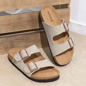 Women Slide Sandals Arch Support Soft Cork Summer Beach Vacation Walking Sandals - Picture 1 of 13