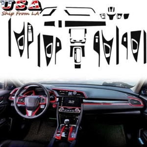 Adhesivo de fibra de carbono para panel de puerta de consola interior cambio de marchas para Honda Civic - Imagen 1 de 8