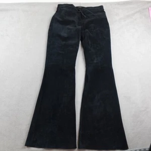 Vintage Giorgio Studio Pants Womens 10 Black Y2K Leather Suede Flared Drawstring - Picture 1 of 16