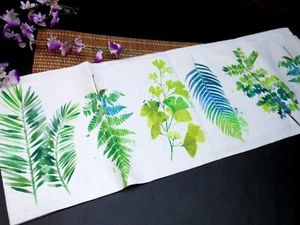 Runner da tavolo acquerello foglia, felce lino floreale ~ 12" x 72"  - Foto 1 di 4